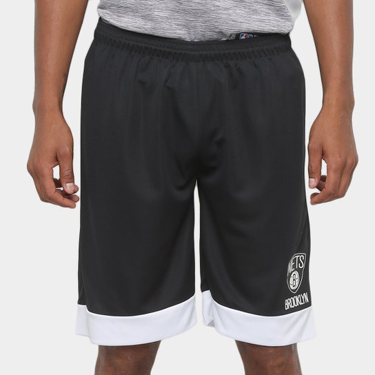Bermuda NBA Game Brooklin Nets Masculina - Preto+Branco