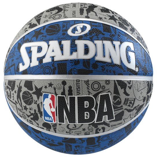 Bola Basquete NBA Spalding Graffiti Tam. 7 - Cinza+Azul