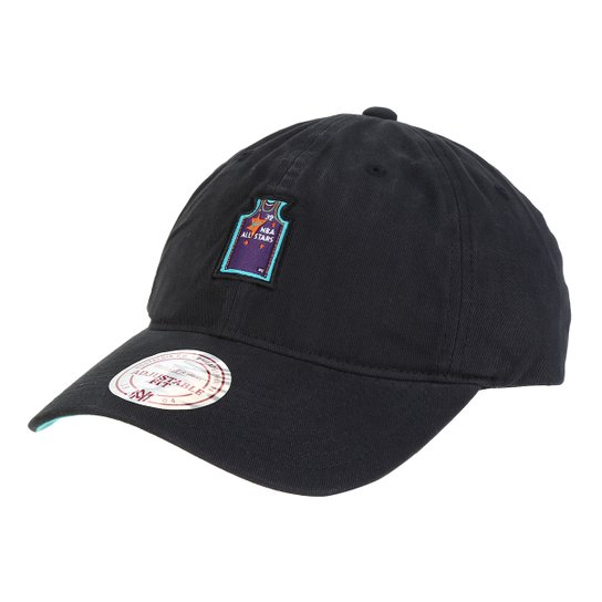 Boné NBA All-Star - O'Neal - Mitchel & Ness Small Jer Dad Hat Aba Curva - Preto+Vermelho