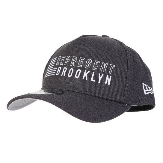 Boné New Era NBA Brooklyn Nets High End Slogan Aba Curva - Mescla Escuro