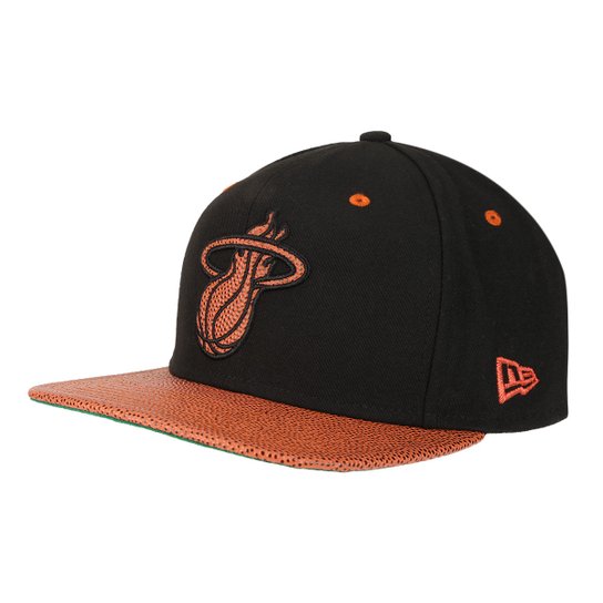 Boné New Era NBA Miami Heat Aba Reta 950 OF SN Basketball - Preto