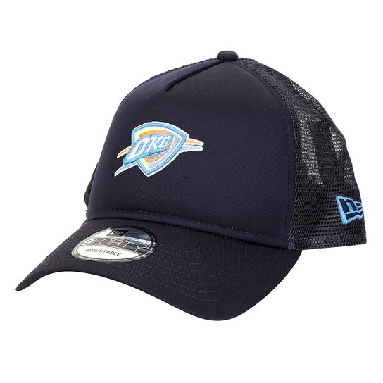 Boné New Era NBA Oklahoma City Thunder Aba Curva 940 Trucker Neon Diam - Marinho