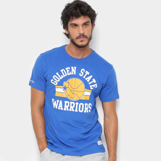 Camisa Mitchell & Ness Golden State Warriors Masculina - Azul