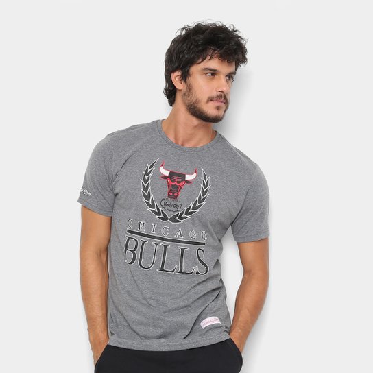 Camisa Mitchell & Ness Laurel Programm Chicago Bulls Masculina - Cinza