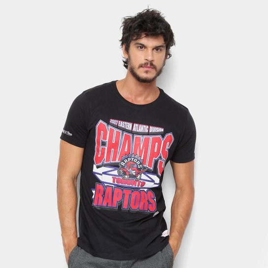 Camiseta Mitchell & Ness NBA Toronto Raptors Sportsman Crew Masculina - Preto