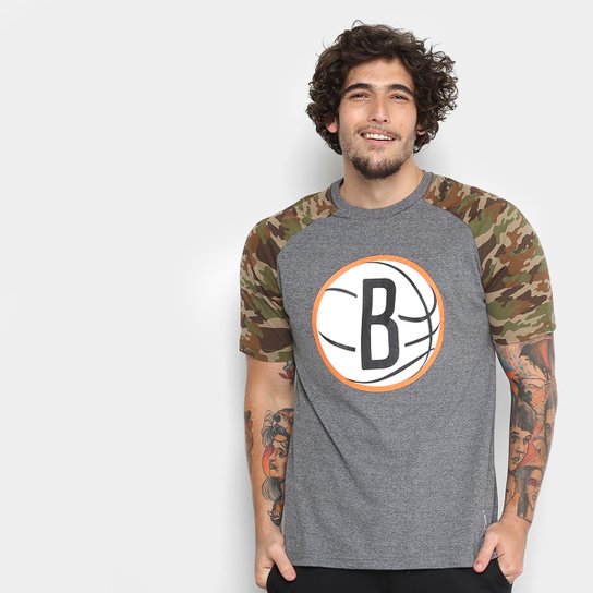 Camiseta NBA Brooklyn Nets ESP Militar Masculina - Grafite