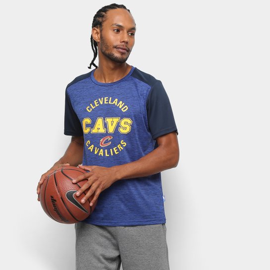 Camiseta NBA Cavaliers Fio Tinto Mesh 17 Masculina - Marinho+Cinza