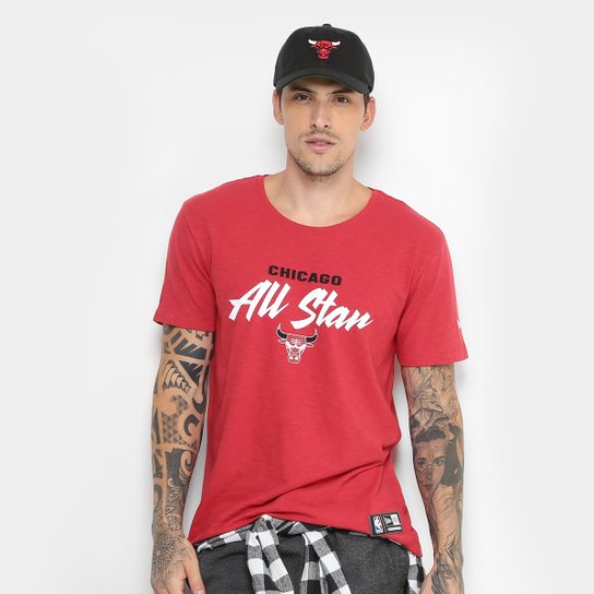 Camiseta NBA Chicago Bulls New Era Staary Halo Masculina - Vermelho
