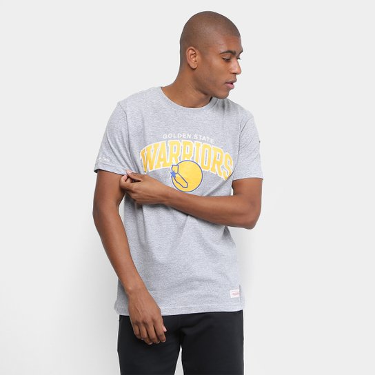 Camiseta NBA Golden State Warriors Mitchell & Ness Arch Masculina - Cinza