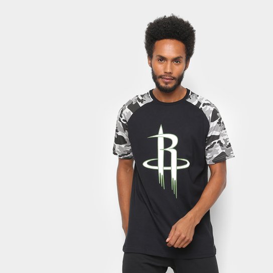Camiseta NBA Houston Rockets ESP Militar Masculina - Preto