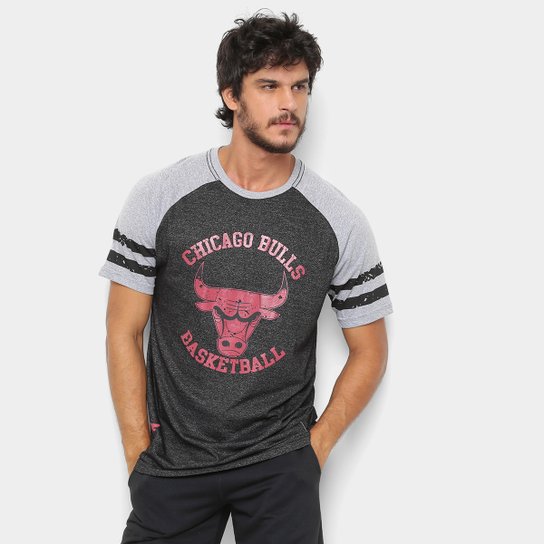Camiseta NBA Stripes Chicago Bulls Masculina - Preto