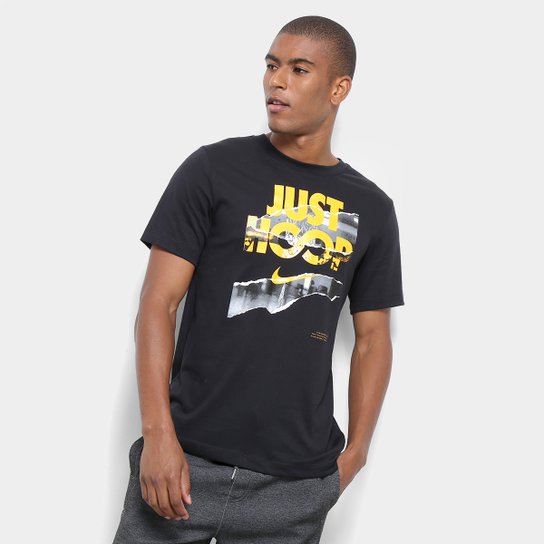 Camiseta Nike Dry Just Hoops Masculina - Preto+Dourado