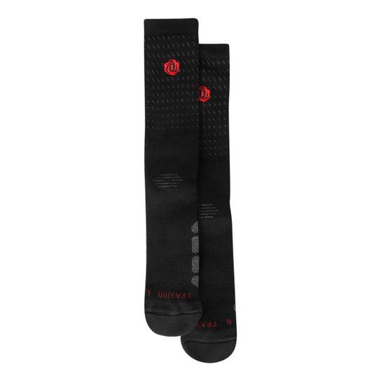 Meia Adidas Cano Alto D Rose GR Crew 1 Par Masculina - Preto+Vermelho