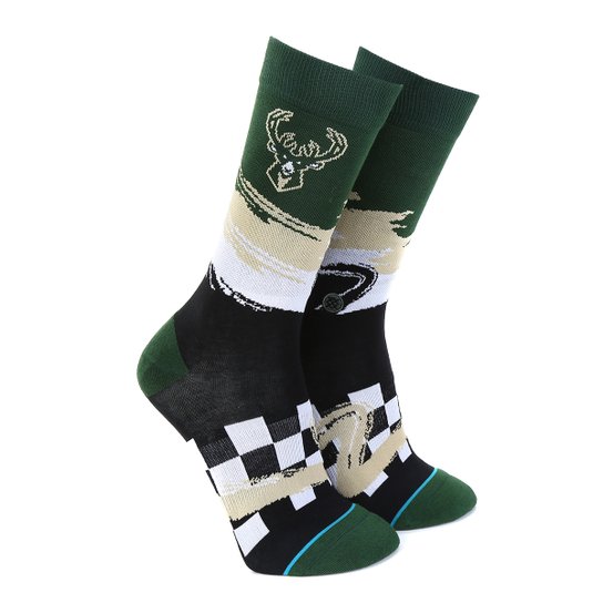 Meia Stance NBA Milwaukee Buck Arena Collection Wave Racer Masculina - Preto