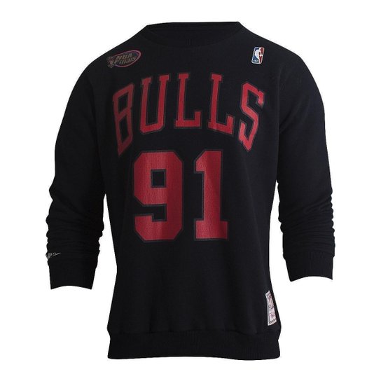 Moletom NBA Chicago Bulls Rodman 91 Mitchell & Ness Masculino - Preto