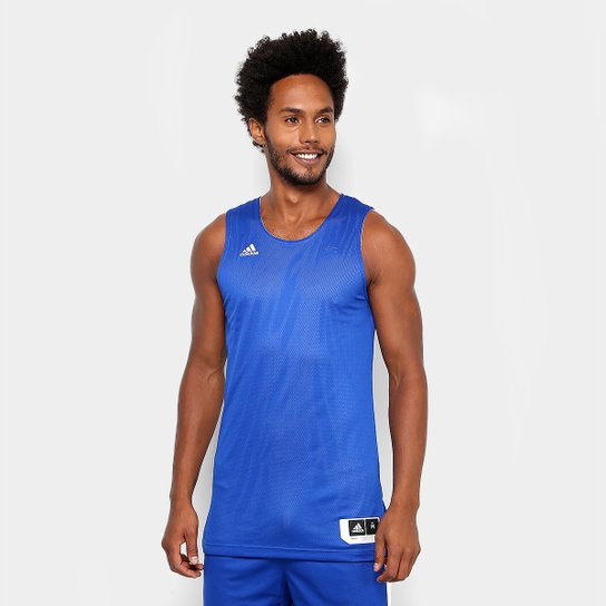 Regata Adidas Treino Reversível Dupla Face Masculina - Azul+Branco