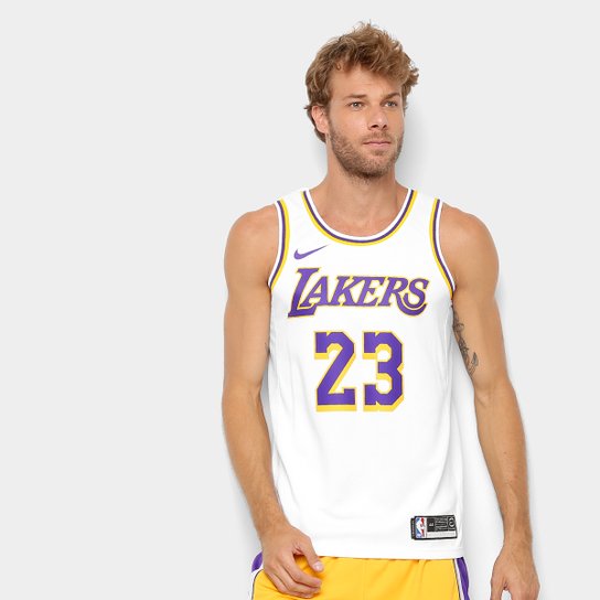 Regata Swingman NBA Los Angeles Lakers Jersey Home Nike - Branco+Amarelo