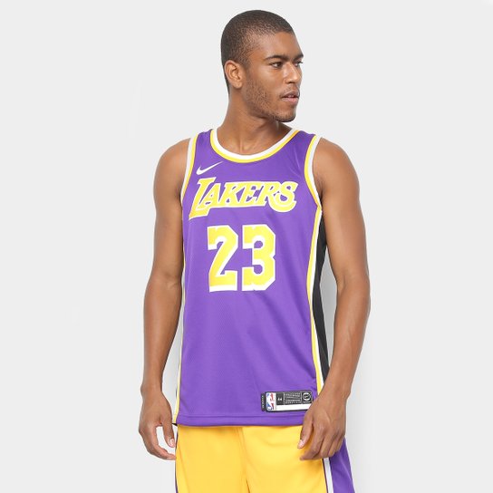 Regata Swingman NBA Los Angeles Lakers Jersey Nike Masculina - Roxo+Amarelo