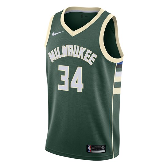 Regata Swingman NBA Milwaukee Bucks Giannis Antetokounmpo Nike Road - Verde escuro