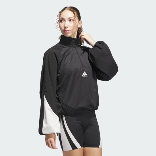 Blusa Meio Zíper Basketball Pullover Adidas Feminino