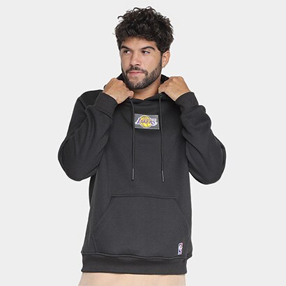 Blusa Moletom NBA Lakers Com Capuz Masculina - Preto