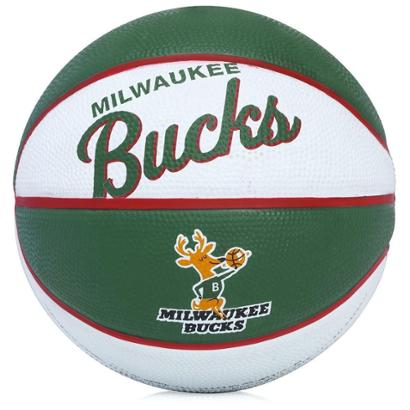 Bola de Basquete Wilson Mini NBA Team Retro Bucks 3 - Branco