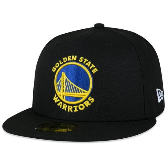 BONÉ 59FIFTY ABA RETA NBA GOLDEN STATE WARRIORS ABA RETA FITTED PRETO NEW ERA FECHADO