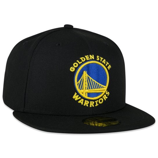 BONÉ 59FIFTY ABA RETA NBA GOLDEN STATE WARRIORS ABA RETA FITTED PRETO NEW ERA FECHADO