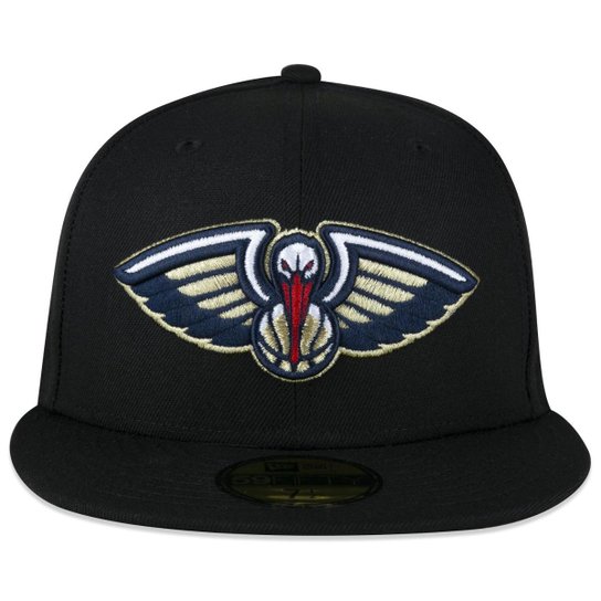BONÉ 59FIFTY ABA RETA NBA NEW ORLEANS PELICANS ABA RETA FITTED PRETO NEW ERA FECHADO