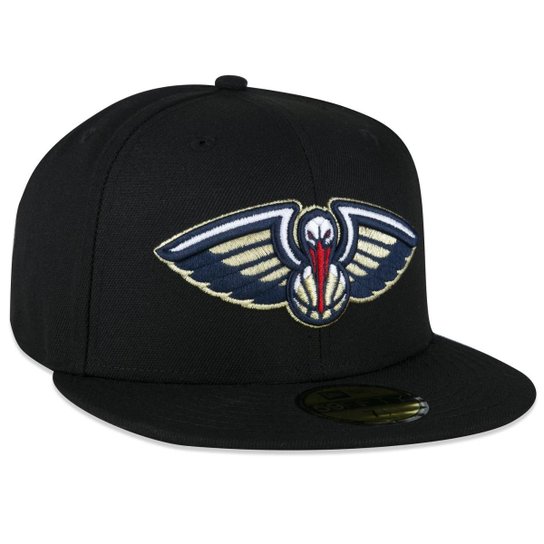 BONÉ 59FIFTY ABA RETA NBA NEW ORLEANS PELICANS ABA RETA FITTED PRETO NEW ERA FECHADO