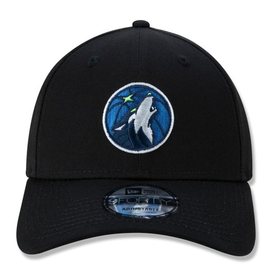 BONE 9FORTY SNAPBACK ABA CURVA MINNESOTA TIMBERWOLVES ABA CURVA SNAPBACK PRETO NEW ERA