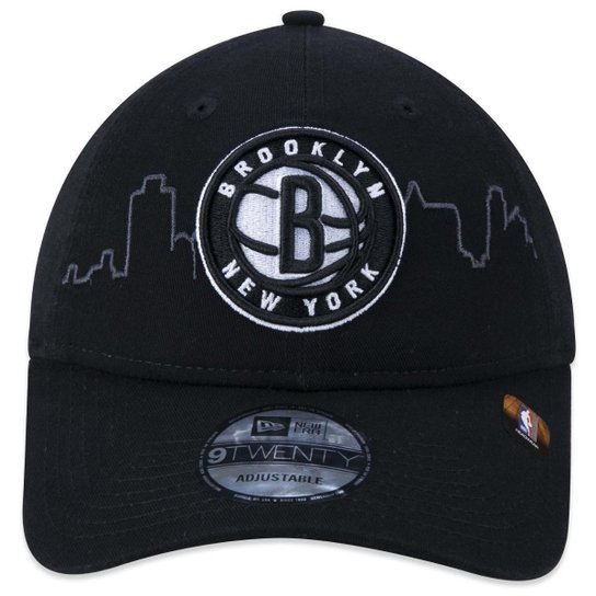 BONE 9TWENTY BROOKLYN NETS TIP-OFF ABA CURVA ABA CURVA STRAPBACK PRETO NEW ERA