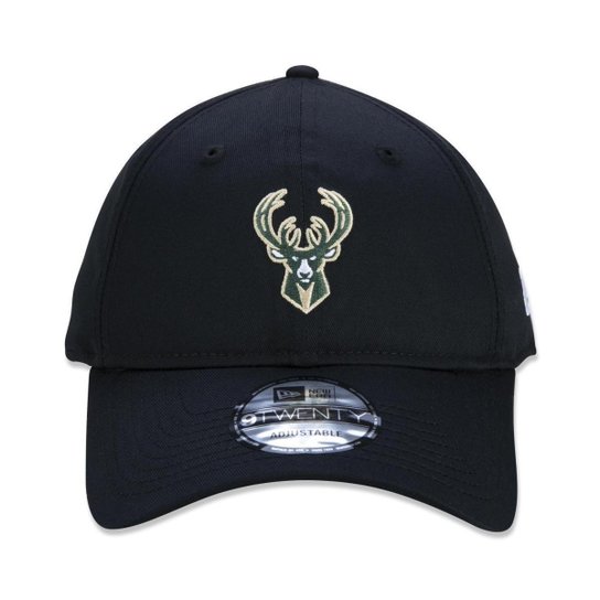 BONE 9TWENTY STRAPBACK ABA CURVA MILWAUKEE BUCKS SPORT STRAPBACK PRETO NEW ERA