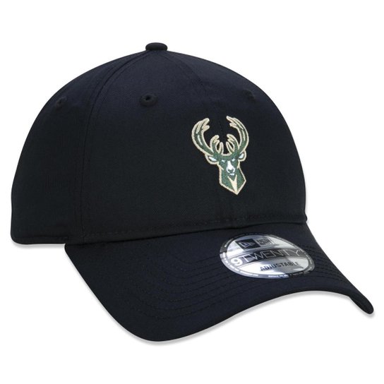 BONE 9TWENTY STRAPBACK ABA CURVA MILWAUKEE BUCKS SPORT STRAPBACK PRETO NEW ERA