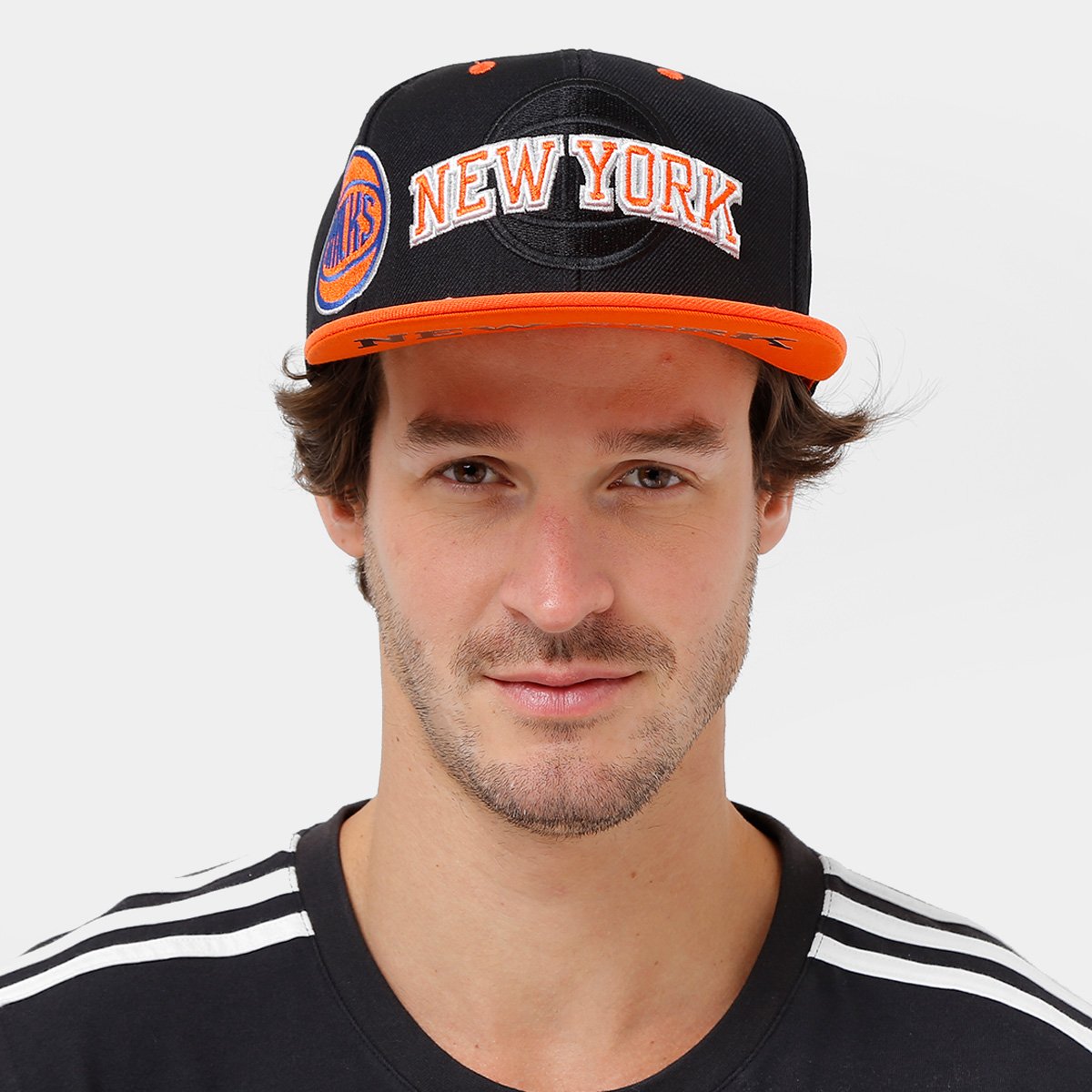 Boné Adidas New York Knicks Aba Reta - Preto+Laranja | Loja NBA