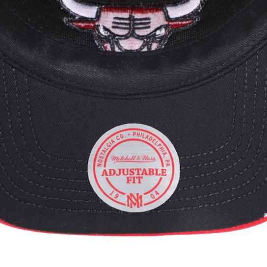 Boné NBA Puff Chicago Bulls Mitchell & Ness Aba Curva Snapback Masculino