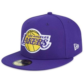 Boné New Era 5950 Los Angeles Lakers Aba Reta Roxo