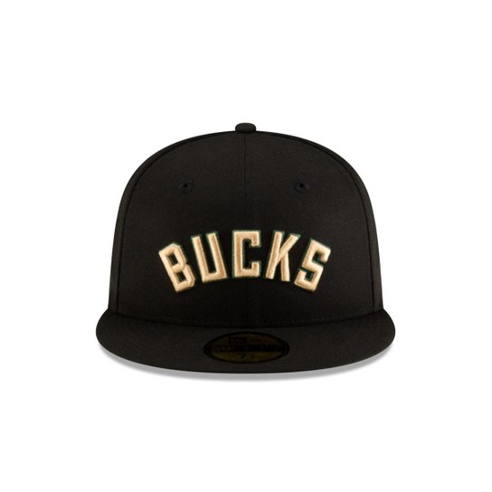 BONE NEW ERA 59FIFTY MILWAUKEE BUCKS NBA PRETO