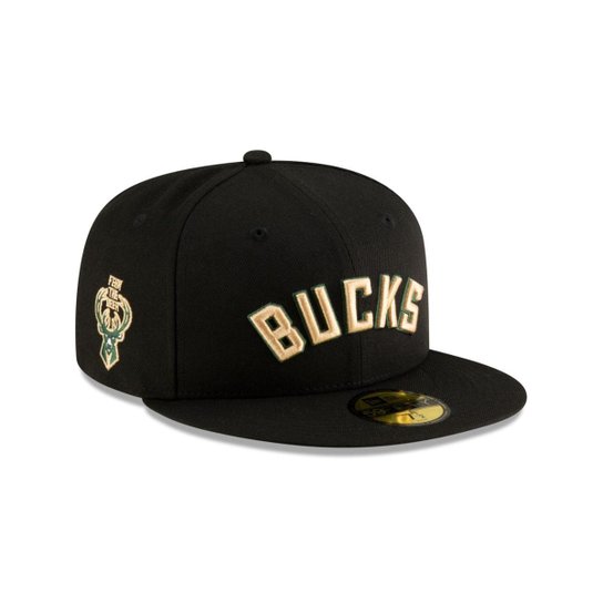 BONE NEW ERA 59FIFTY MILWAUKEE BUCKS NBA PRETO