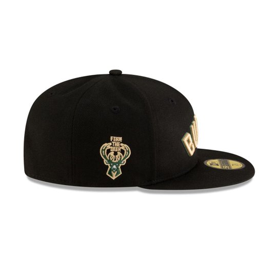 BONE NEW ERA 59FIFTY MILWAUKEE BUCKS NBA PRETO