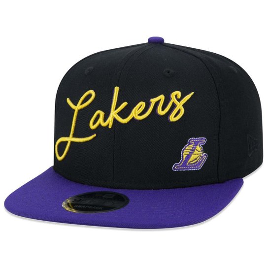 Boné New Era 9fifty Original Fit NBA Los Angeles Lakers Core Aba Reta Aba Reta Snapback Preto
