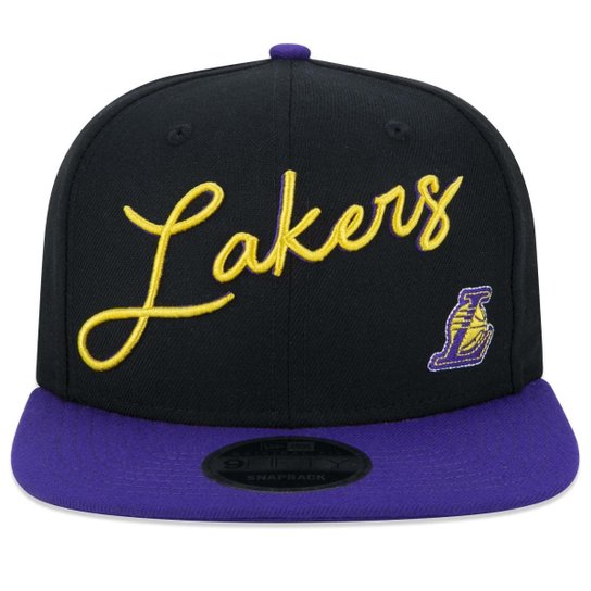 Boné New Era 9fifty Original Fit NBA Los Angeles Lakers Core Aba Reta Aba Reta Snapback Preto