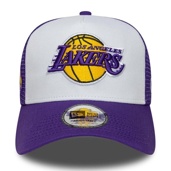 Boné New Era 9FORTY A-Frame Trucker NBA Los Angeles Lakers Side Patch