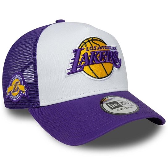 Boné New Era 9FORTY A-Frame Trucker NBA Los Angeles Lakers Side Patch