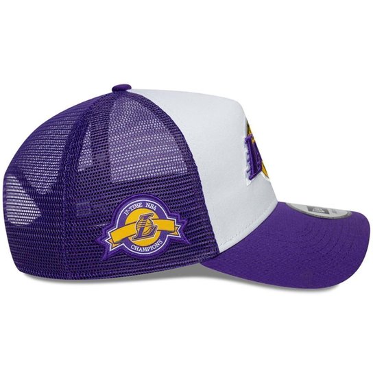 Boné New Era 9FORTY A-Frame Trucker NBA Los Angeles Lakers Side Patch