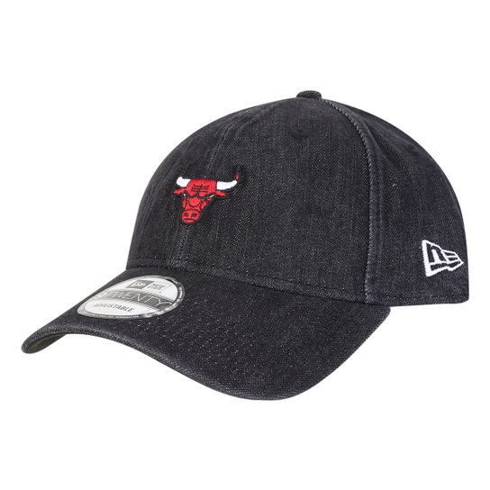 Boné New Era NBA Chicago Bulls Denin Logo Aba Curva - Preto