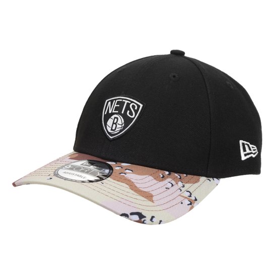 Boné New Era NBA Desert Visor Brooklyn Nets Aba Curva Strapback - Preto
