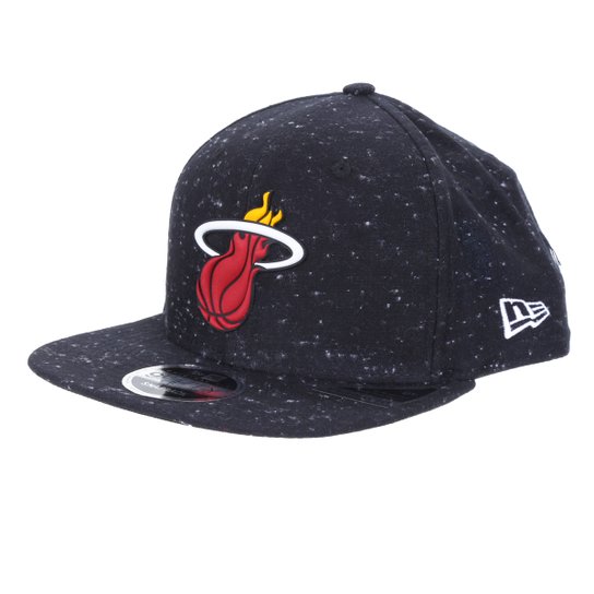 Boné New Era NBA Miami Heat Aba Reta Snapback A-Frame Rave Space Stars 9Fifty - Preto