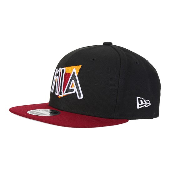 Boné New Era NBA Miami Heat Aba Reta - Preto