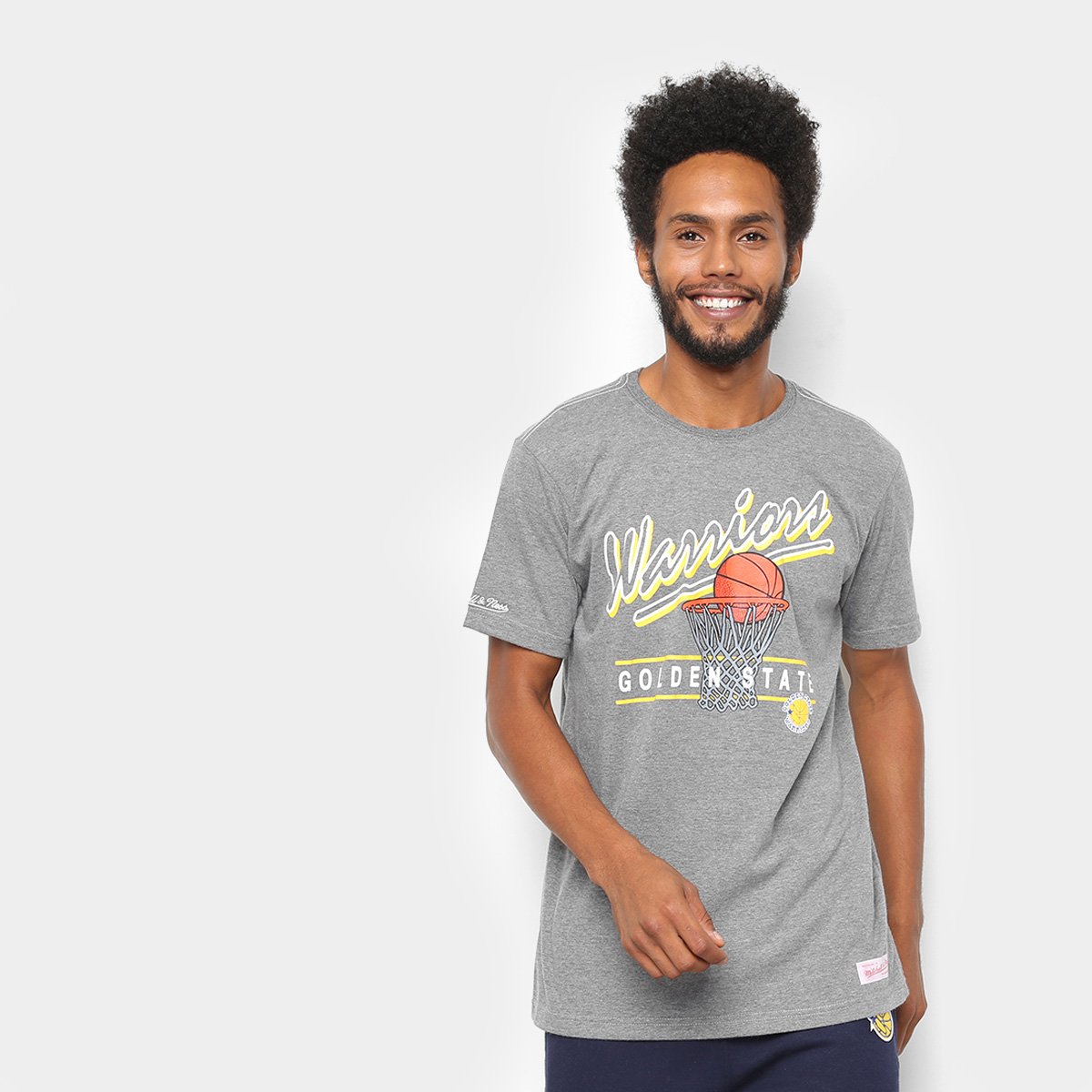 Camisa Mitchell & Ness Drive To The Basket Golden State Warriors Masculina - Cinza - Loja NBA
